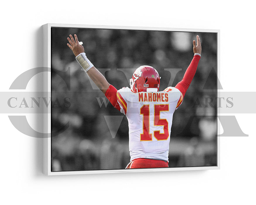 Patrick Mahomes Black & White Canvas Art American Football Canvas Wall Art