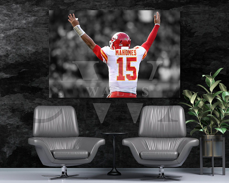 Patrick Mahomes Black & White Canvas Art American Football Canvas Wall Art