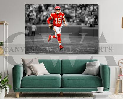 Patrick Mahomes Black & White Canvas Art American Football Canvas Wall Art