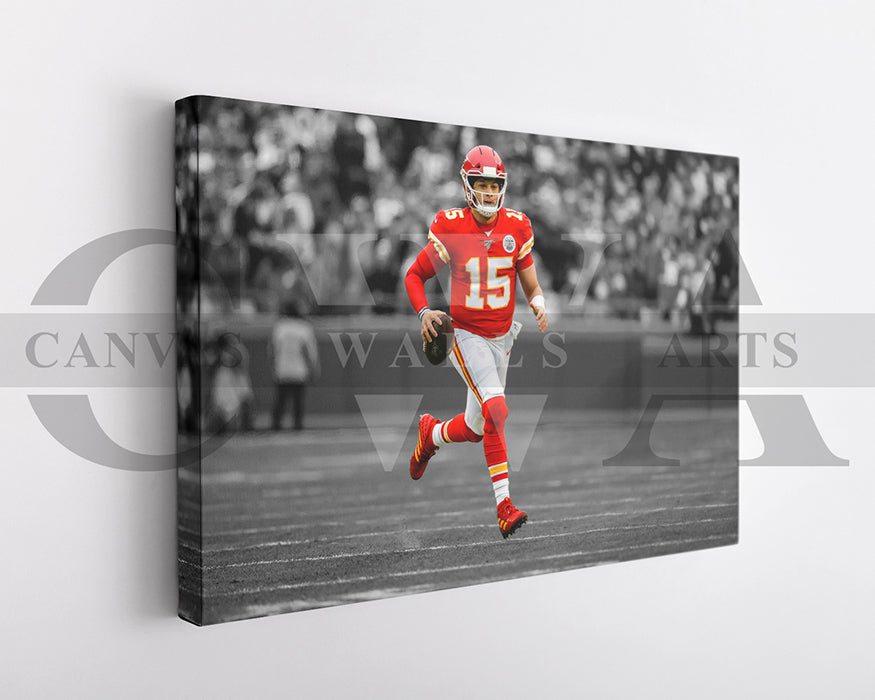 Patrick Mahomes Black & White Canvas Art American Football Canvas Wall Art
