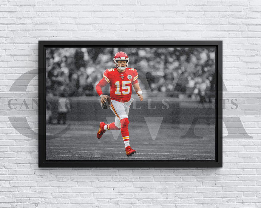 Patrick Mahomes Black & White Canvas Art American Football Canvas Wall Art