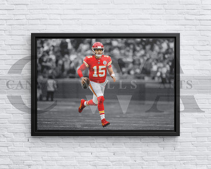 Patrick Mahomes Black & White Canvas Art American Football Canvas Wall Art