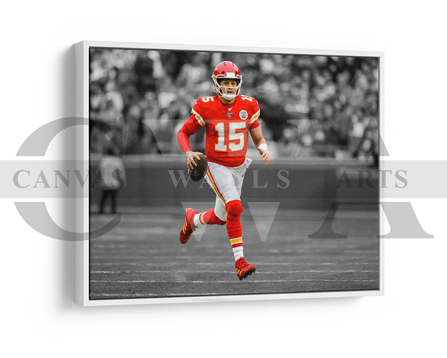 Patrick Mahomes Black & White Canvas Art American Football Canvas Wall Art