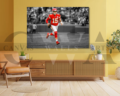 Patrick Mahomes Black & White Canvas Art American Football Canvas Wall Art