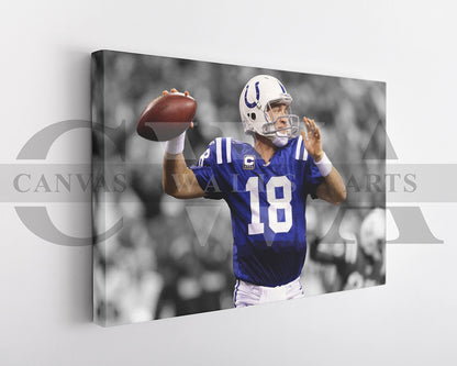 Peyton Manning Black & White Canvas Art American Football Canvas Wall Art
