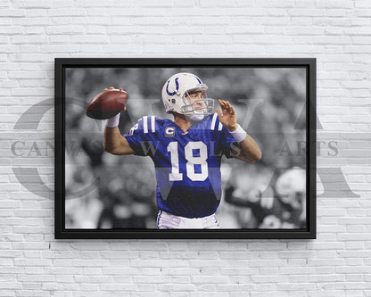 Peyton Manning Black & White Canvas Art American Football Canvas Wall Art