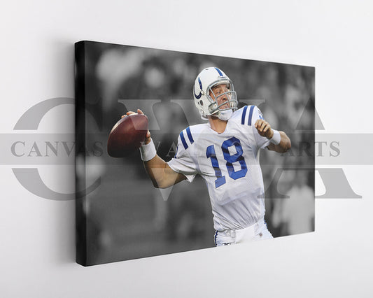 Peyton Manning Black & White Canvas Art American Football Canvas Wall Art