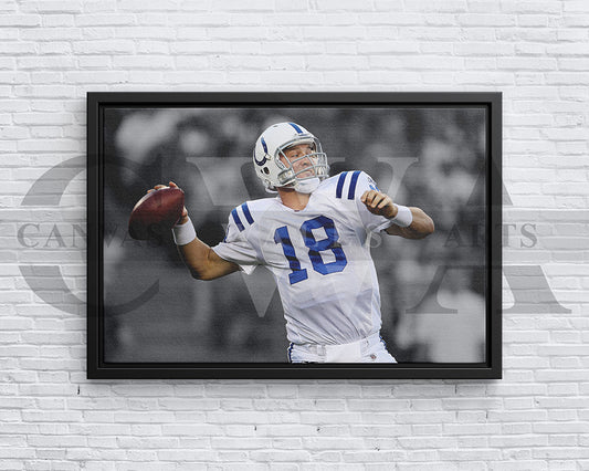 Peyton Manning Black & White Canvas Art American Football Canvas Wall Art
