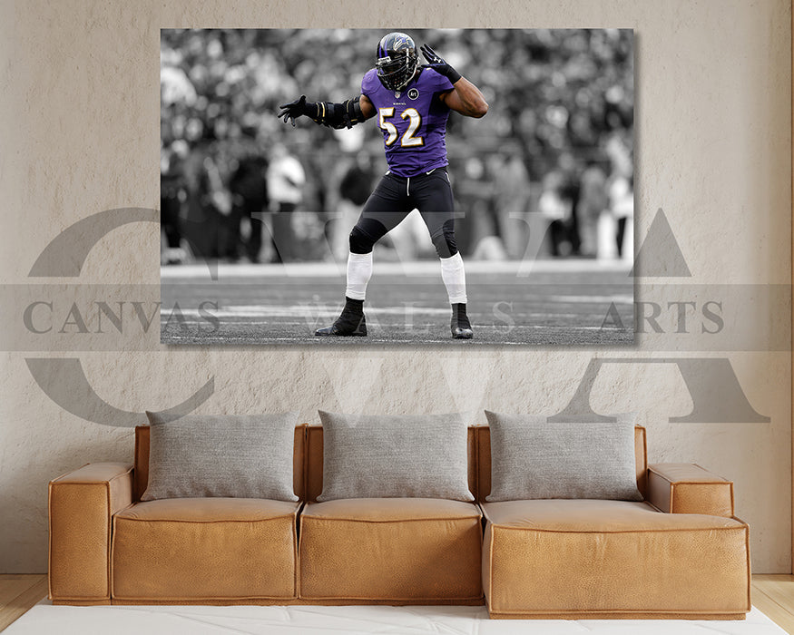 Ray Lewis Black & White Canvas Art American Football Canvas Wall Art