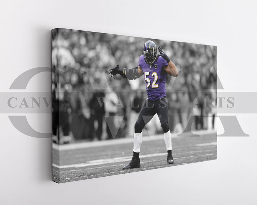 Ray Lewis Black & White Canvas Art American Football Canvas Wall Art