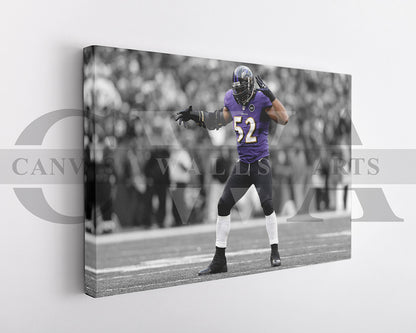 Ray Lewis Black & White Canvas Art American Football Canvas Wall Art