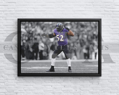Ray Lewis Black & White Canvas Art American Football Canvas Wall Art
