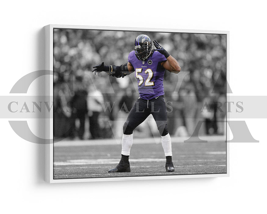 Ray Lewis Black & White Canvas Art American Football Canvas Wall Art
