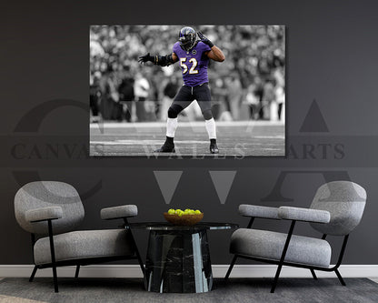Ray Lewis Black & White Canvas Art American Football Canvas Wall Art