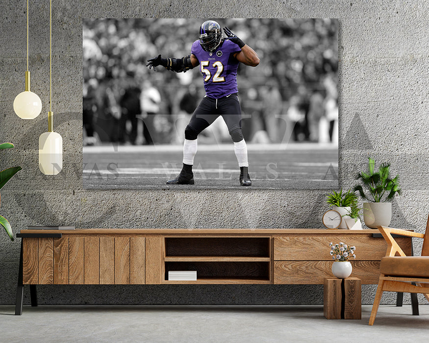 Ray Lewis Black & White Canvas Art American Football Canvas Wall Art