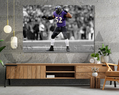 Ray Lewis Black & White Canvas Art American Football Canvas Wall Art