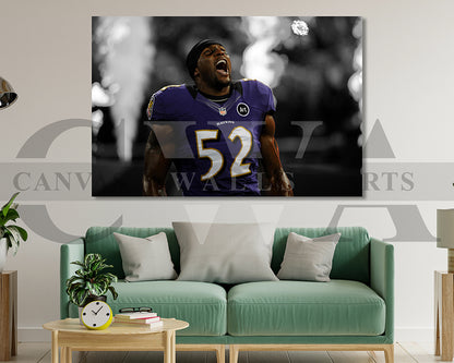 Ray Lewis Black & White Canvas Art American Football Canvas Wall Art