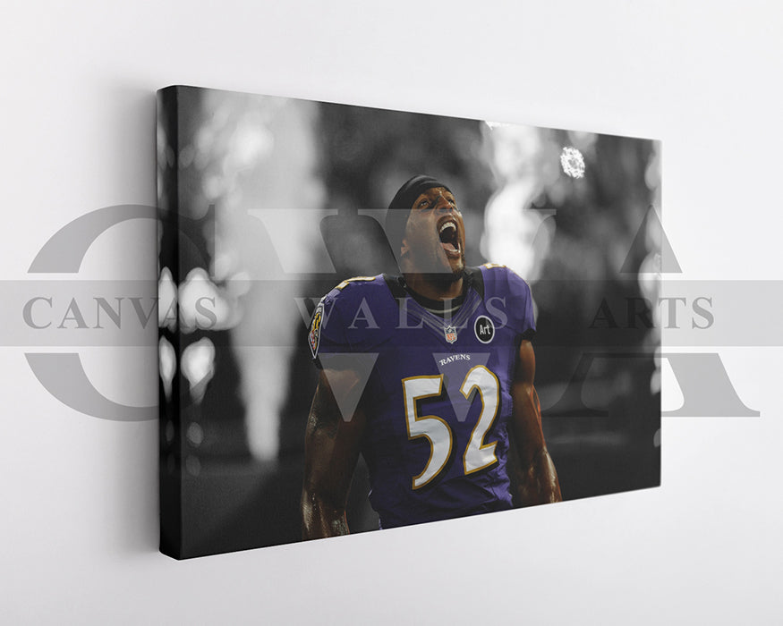 Ray Lewis Black & White Canvas Art American Football Canvas Wall Art