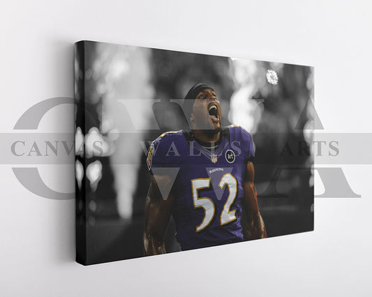 Ray Lewis Black & White Canvas Art American Football Canvas Wall Art