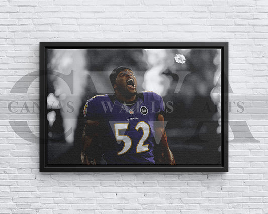 Ray Lewis Black & White Canvas Art American Football Canvas Wall Art