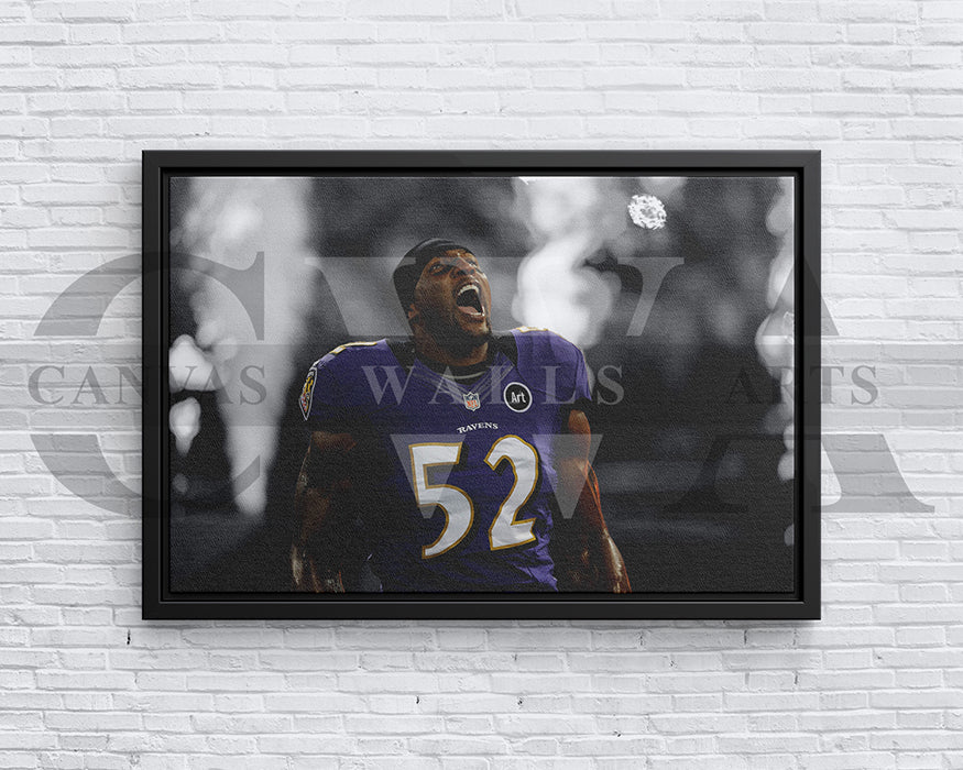 Ray Lewis Black & White Canvas Art American Football Canvas Wall Art