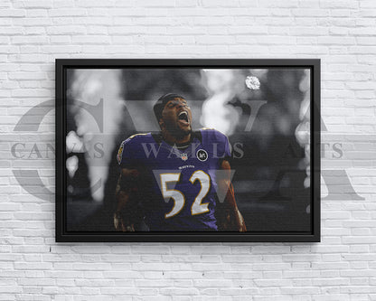 Ray Lewis Black & White Canvas Art American Football Canvas Wall Art