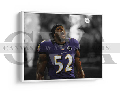 Ray Lewis Black & White Canvas Art American Football Canvas Wall Art
