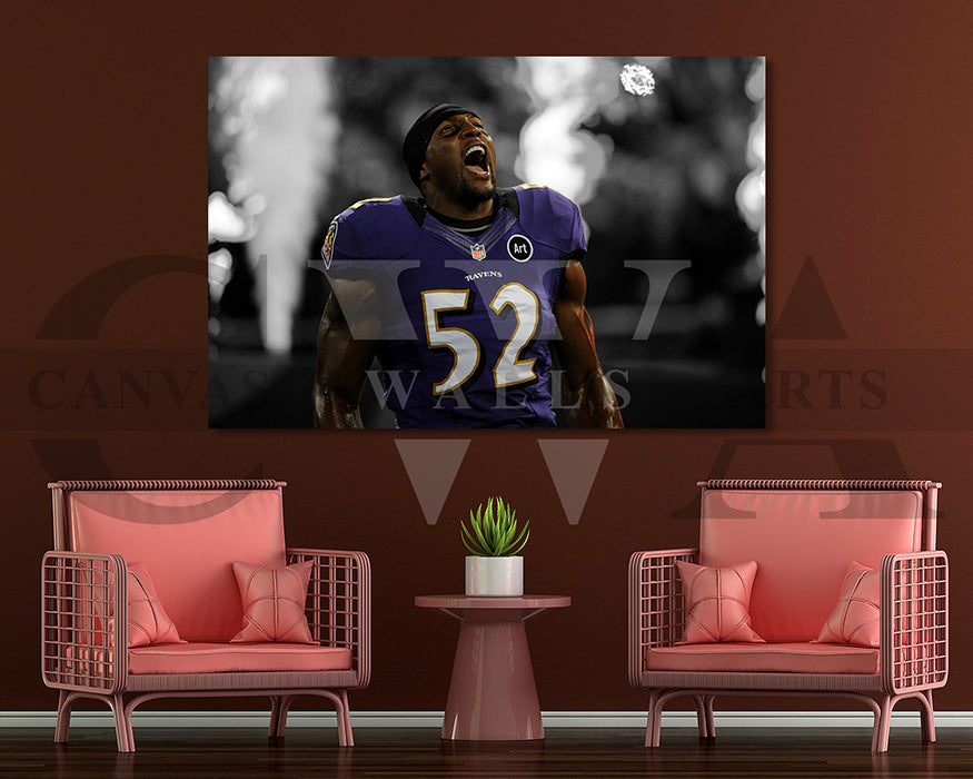 Ray Lewis Black & White Canvas Art American Football Canvas Wall Art