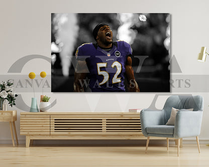 Ray Lewis Black & White Canvas Art American Football Canvas Wall Art