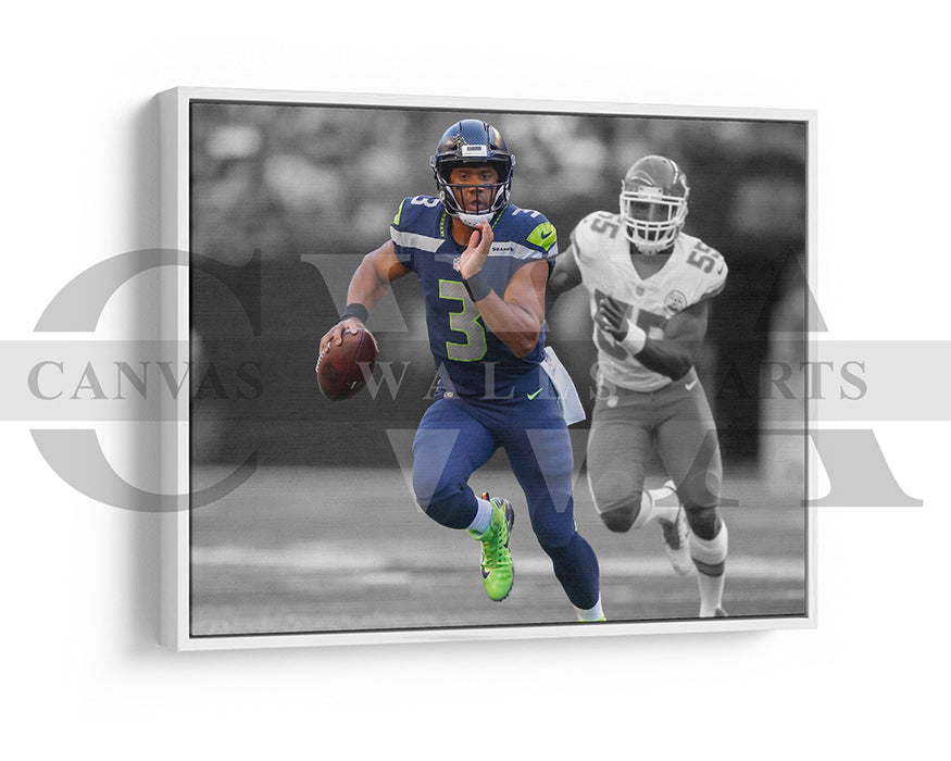 Russell Wilson Black & White Canvas Art American Football Canvas Wall Art