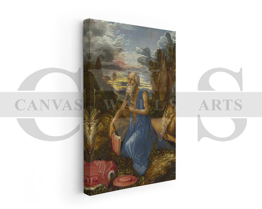 Saint jerome in the wilderness Painting Canvas Wall Art