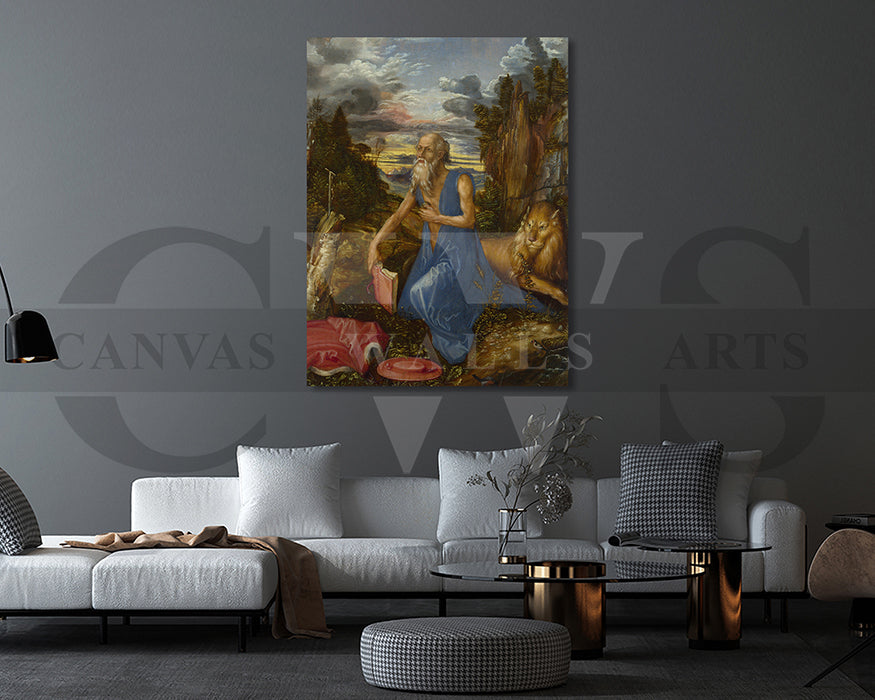 Saint jerome in the wilderness Painting Canvas Wall Art
