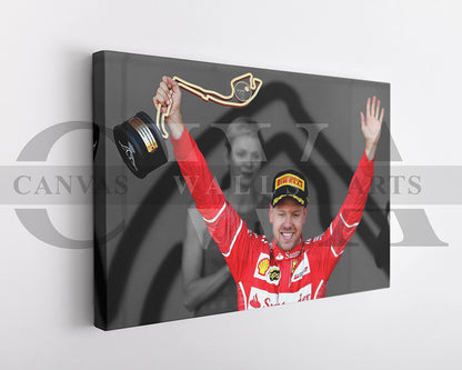 Sebastian Vettel Black & White Canvas Art F1 Canvas Wall Art