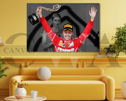 Sebastian Vettel Black & White Canvas Art F1 Canvas Wall Art