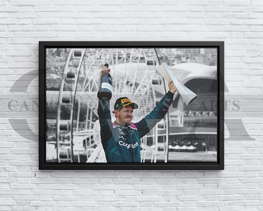 Sebastian Vettel Black & White Canvas Art F1 Canvas Wall Art
