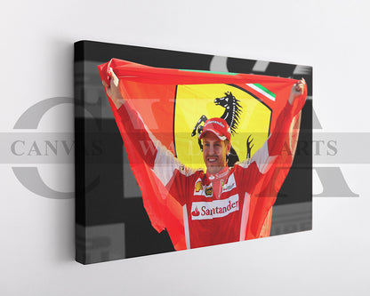 Sebastian Vettel Black & White Canvas Art F1 Canvas Wall Art