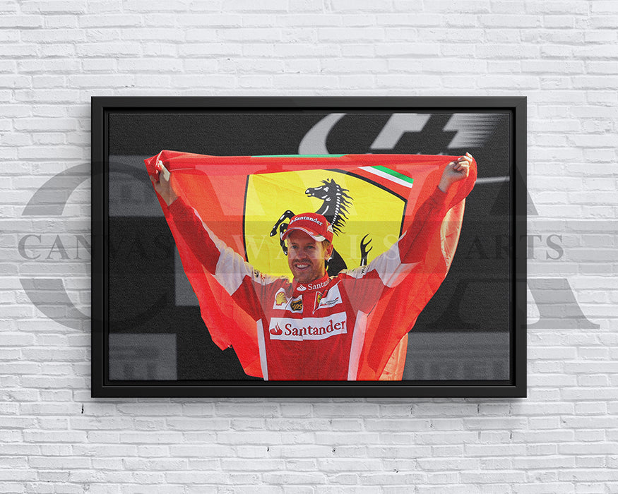Sebastian Vettel Black & White Canvas Art F1 Canvas Wall Art