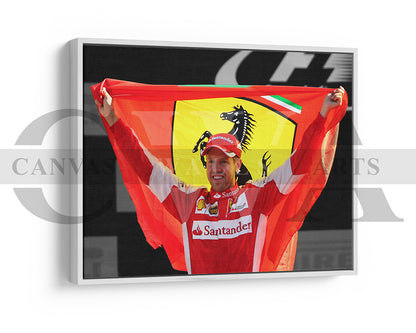 Sebastian Vettel Black & White Canvas Art F1 Canvas Wall Art