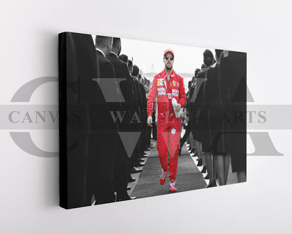 Sebastian Vettel Black & White Canvas Art F1 Canvas Wall Art