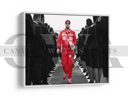 Sebastian Vettel Black & White Canvas Art F1 Canvas Wall Art
