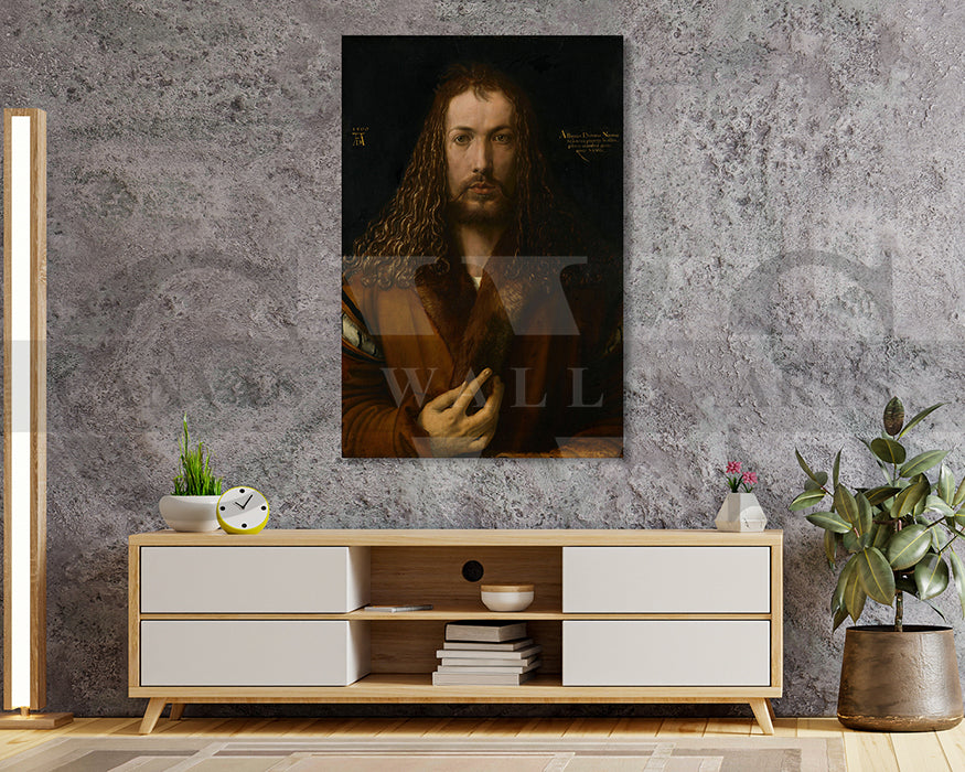 Self portrait with Fur trimmed robe by Albrecht Durer Painting Canvas Wall Art
