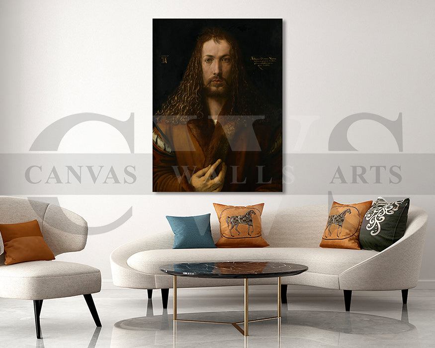 Self portrait with Fur trimmed robe by Albrecht Durer Painting Canvas Wall Art