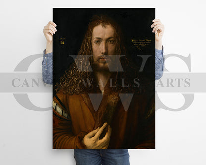 Self portrait with Fur trimmed robe by Albrecht Durer Painting Canvas Wall Art