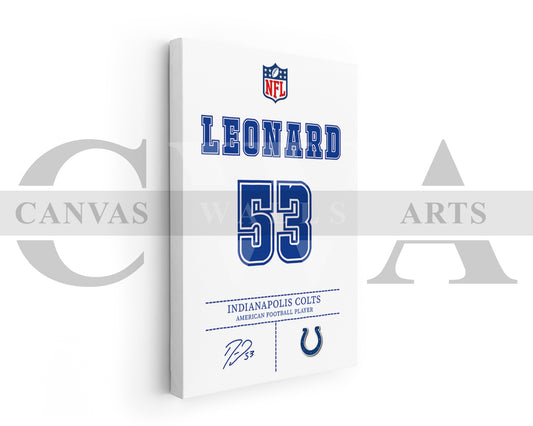 Shaquille Leonard Jersey Canvas Wall Art NFL Jersey Poster Print American Football Jersey Canvas Print