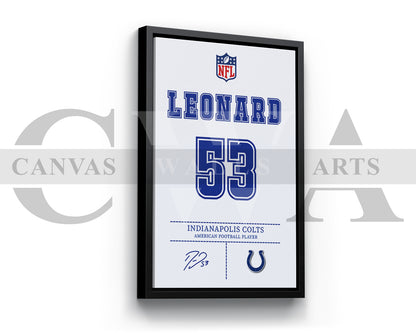 Shaquille Leonard Jersey Canvas Wall Art NFL Jersey Poster Print American Football Jersey Canvas Print
