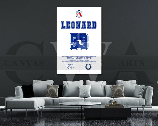 Shaquille Leonard Jersey Canvas Wall Art NFL Jersey Poster Print American Football Jersey Canvas Print
