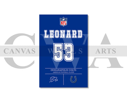 Shaquille Leonard Jersey Canvas Wall Art NFL Jersey Poster Print American Football Canvas Print