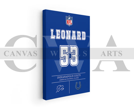 Shaquille Leonard Jersey Canvas Wall Art NFL Jersey Poster Print American Football Canvas Print