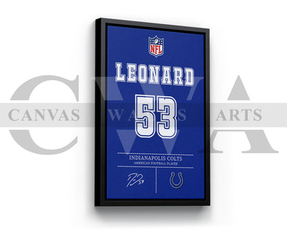 Shaquille Leonard Jersey Canvas Wall Art NFL Jersey Poster Print American Football Canvas Print