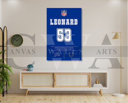 Shaquille Leonard Jersey Canvas Wall Art NFL Jersey Poster Print American Football Canvas Print